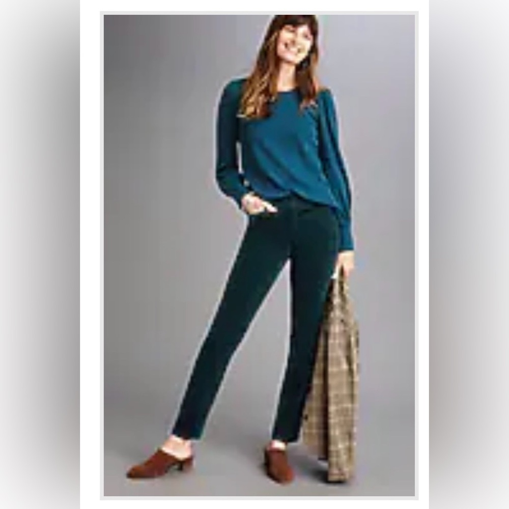 J.Jill 8 Authentic Fit Slim-Leg Corduroy Pants, Dark Teal